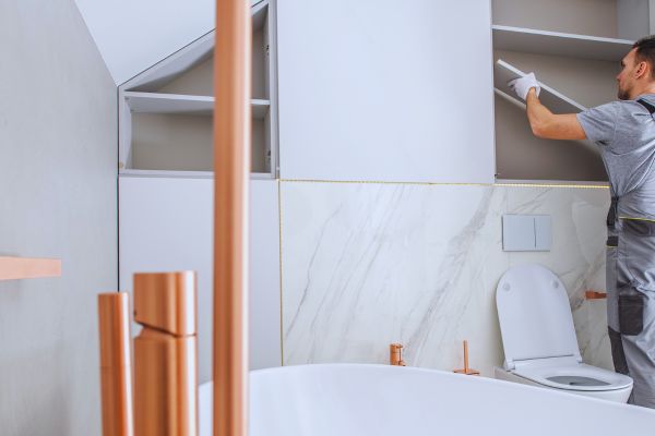 creative and practical storage solutions in a bathroom