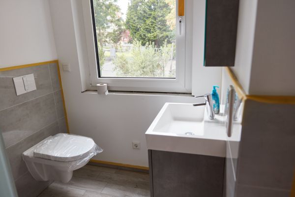 new painting on bathroom walls